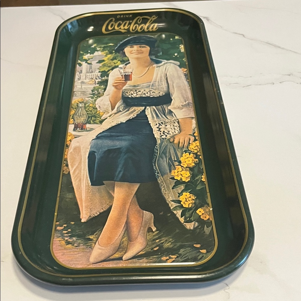 Coca-Cola Decorative Tray with Elegant Lady and Floral Design